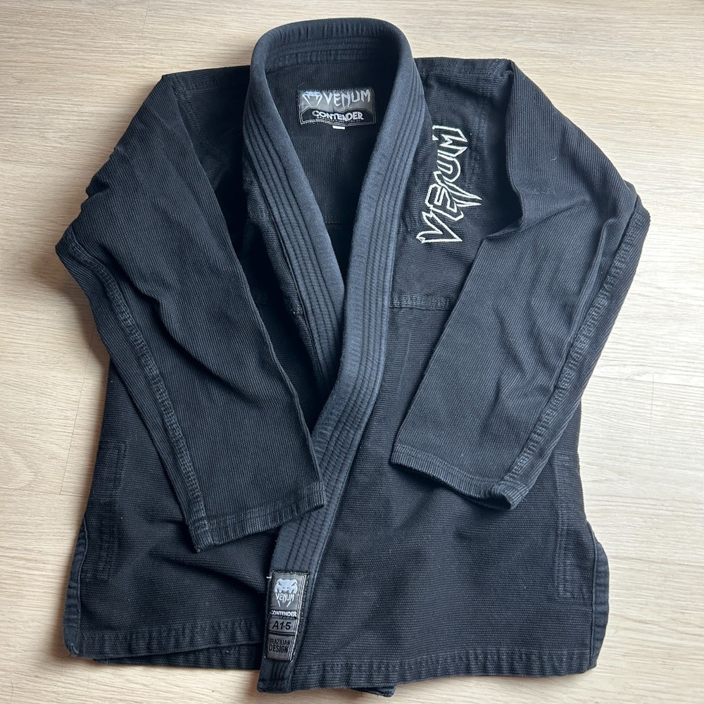 Venum Contender BJJ Gi Jacket Size A1.5 Black Pearl Weave Jiu Jitsu Kimono Top